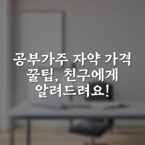 공부가주 자약 가격 꿀팁, 친구에게 알려드려요!