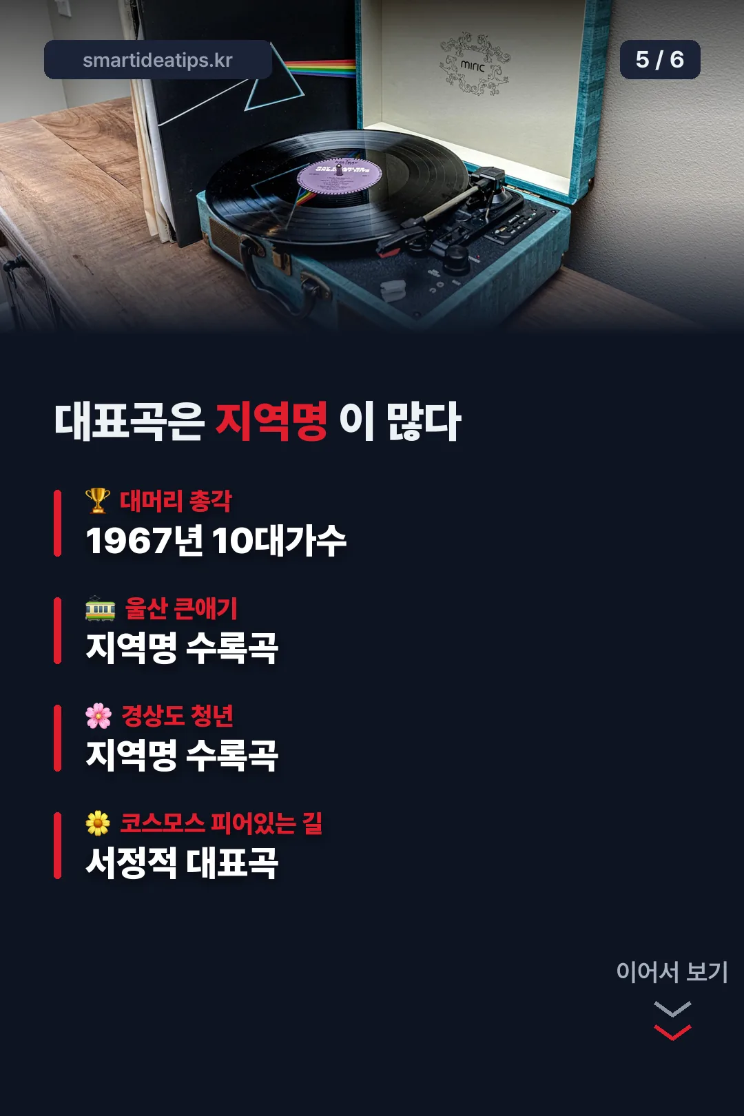 대표곡은 지역명이 많다
